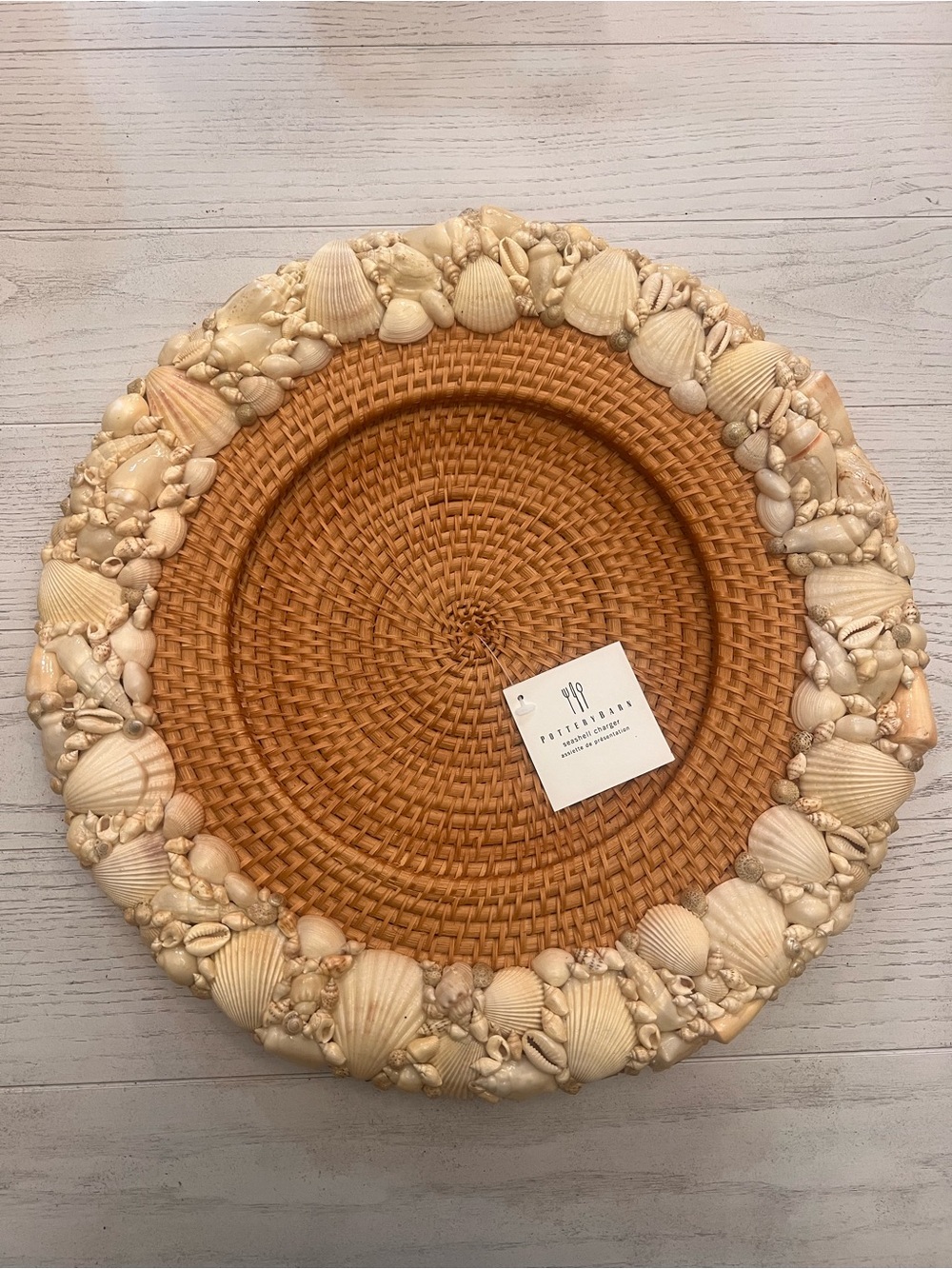 Pottery Barn Woven Seashell Charger Plate 15” NWT